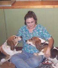 Team member Crystal with her two dogs